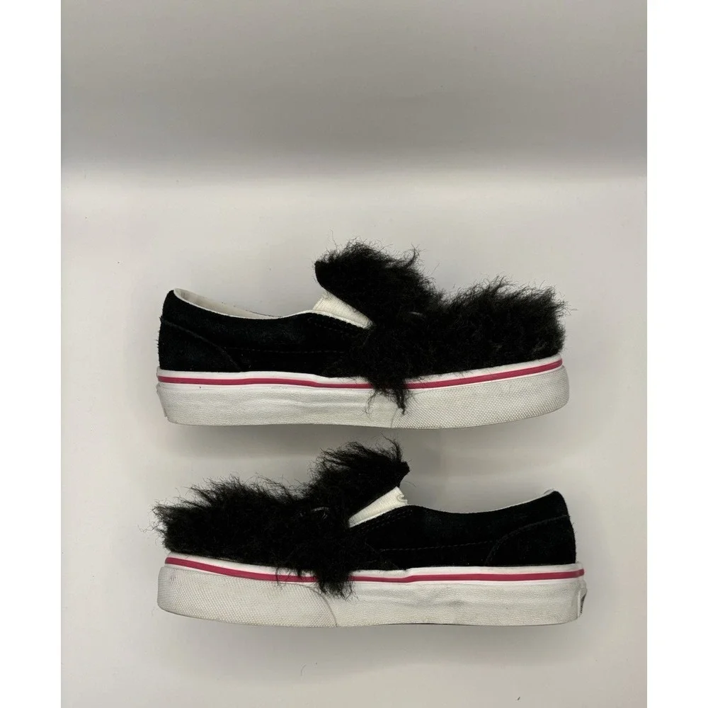 VANS Classic Slip On Kids Shoes Friend Party Fur Fuzzy Monster Youth Size 13.5